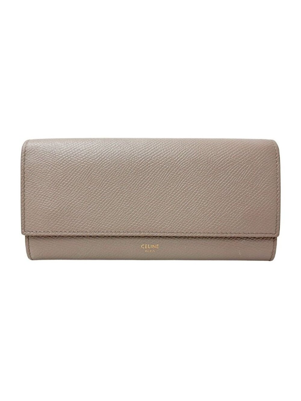 Celine Wallet Leather Greige Flap Style Simple Feminine Mini